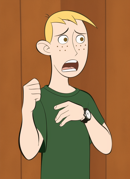 3978528158-300643618-kim possible style, masterpiece, best quality, solo, blonde hair, 1boy, male focus, parody, shirt, wristwatch, watch, brown eyes.png